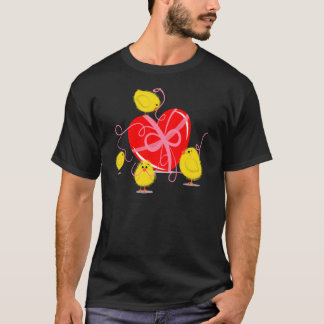 Söta kycklingar öppet hjärta födelsedagsflicka Gen T Shirt
