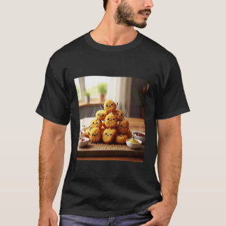 Söta kycklingnuggets med roliga ansikten t shirt