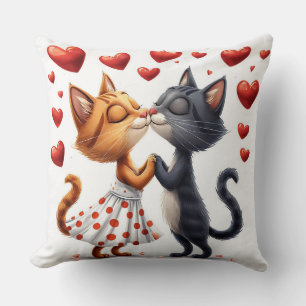 Söta Kyssande Katter Romantisk Kärlek Mysig Kudde