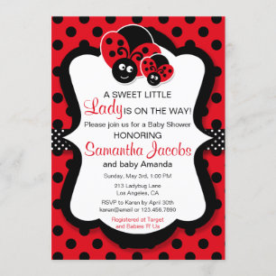 Söta Ladybug Flickbabyskammusslor Inbjudningar