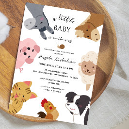 Söta lantdjurbarn Modern akvarell Baby Shower Inbjudningar