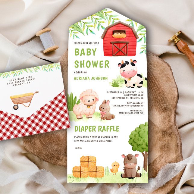 Söta lantdjurs Baby Shower på ladan (Skapare uppladdad)