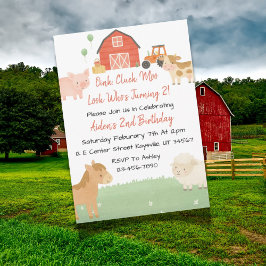 Söta lantdjurs-inbjudan till 2-års födelsedagsfest inbjudningar