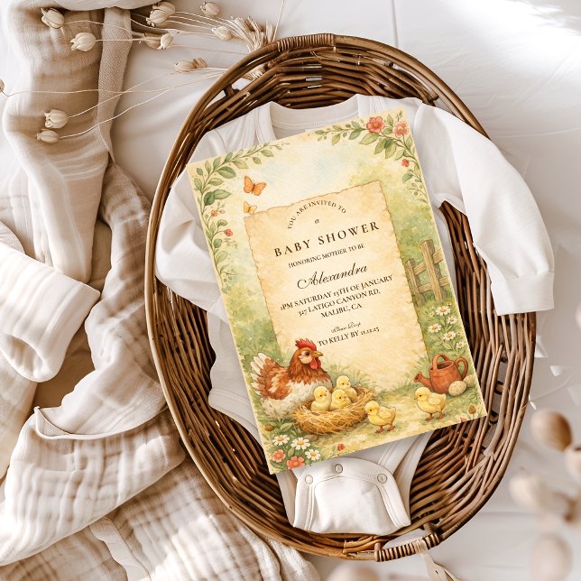 Söta lantgårdskycklingar Baby Shower Inbjudningar (Skapare uppladdad)