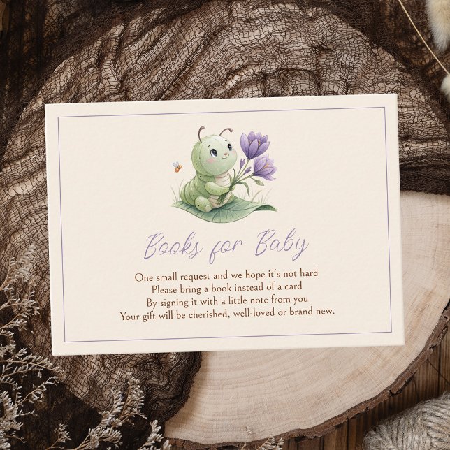 Söta Larv Babyshower Böcker För Bebis Tilläggskort (Skapare uppladdad)