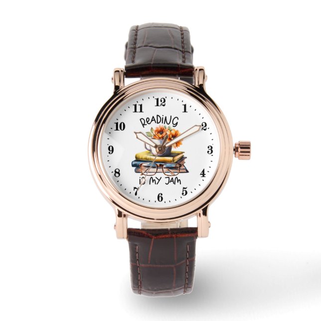 Söta läsälskare ordkonst  armbandsur (Framsida)