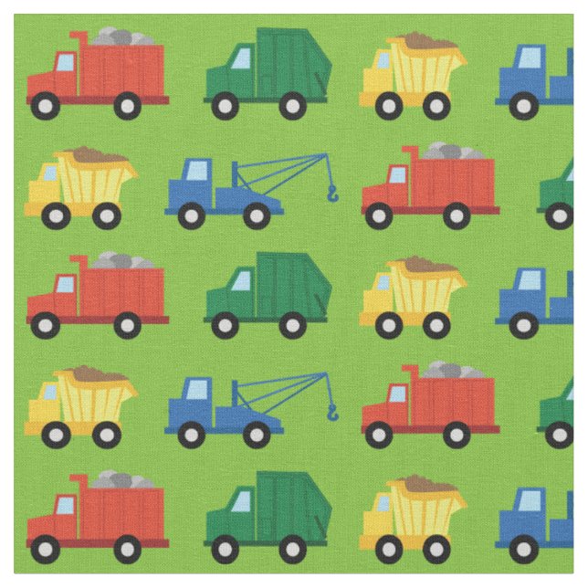 Söta lastbilar bygg barn soptransport tyg (Närbild)