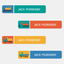 Söta lastbilar Färgglada barns namn Klistermärke