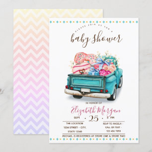 Söta lastbils sötsaker sicksack baby shower inbjudningar