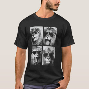 Söta Lejon med Solglasögon Coola Lejon Djur Foto T Shirt