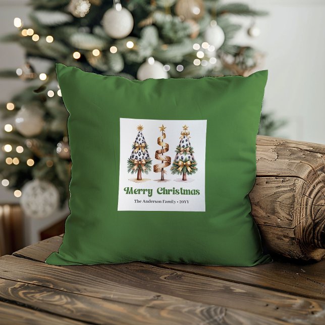 Söta Lekfulla julgranar Kuddnamn Custom Kudde (Cute Playful christmas trees Pillow Custom Name Gift

)