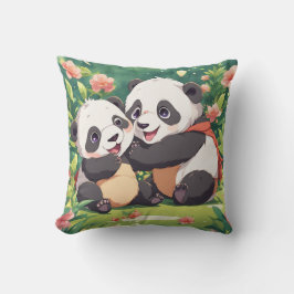 Söta lekfulla små pandas - Anime stil Kudde