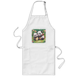 Söta lekfulla små pandas - Anime stil Långt Förkläde