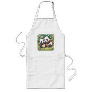 Söta lekfulla små pandas - Anime stil Långt Förkläde