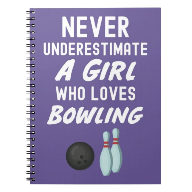 Söta lila bowlingpresent till små flickor barn anteckningsbok (Framsidan)