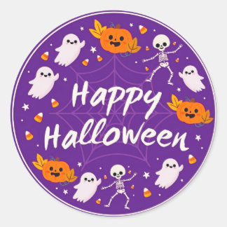 Söta lila glada Halloween-dekaler Runt Klistermärke