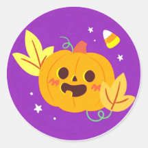 Söta lila glada halloween-pumpa-dekaler