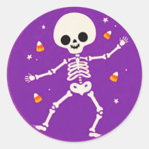 Söta lila glada halloween-skelettdekaler