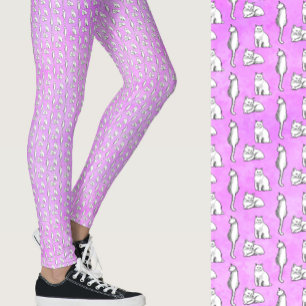 Söta lila katter Whimsical mönstrad Leggings