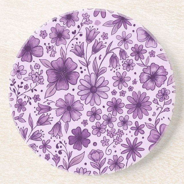Söta lila lavendelblommor vilda blommor underlägg (Framsidan)