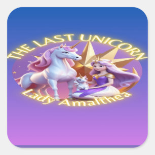 Söta lila Magic Unicorn T-Shirt Fyrkantigt Klistermärke