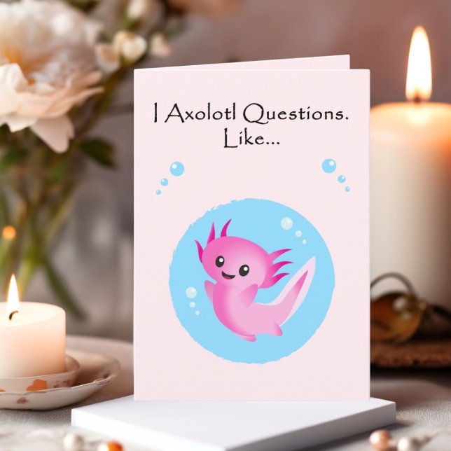Söta lila rosa axolotl-frågor Alla hjärtans dag Helgkort (Skapare uppladdad)