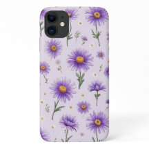 Söta lila tusenskönor Blommig estetisk telefonfodr
