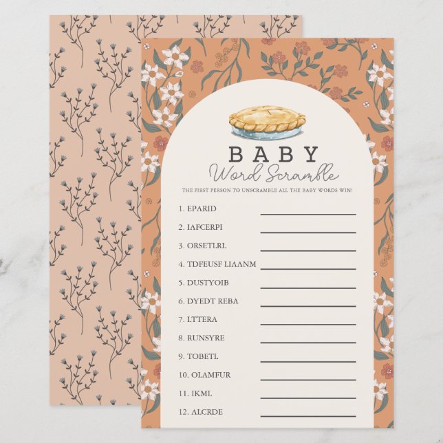 Söta lilla apelsinblomma Barn Bokstavsräkningslek (Fram/baksida)