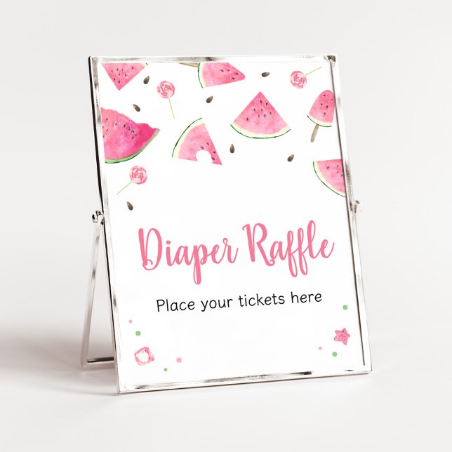 Söta lilla Baby Watermelon Diaper Raffle Poster (Watermelon Sweet Little Baby Shower Diaper Raffle Sign)