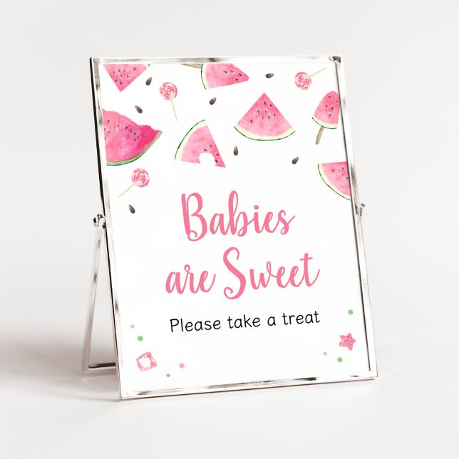 Söta lilla Baby Watermelon Spädbarn är Sweet Poster (Watermelon Sweet Little Baby Shower Babies are Sweet Sign)