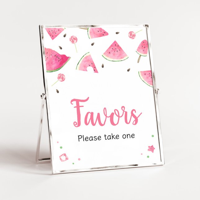 Söta lilla babyskor från Baby, lilla vattenmeloner Poster (Watermelon Sweet Little Baby Shower Favors Sign)