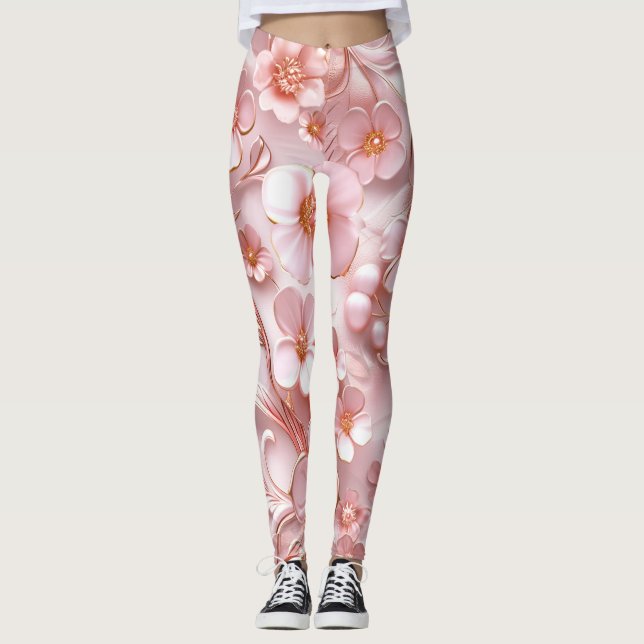 Söta lilla blommor i Rosa Leggings (Framsida)