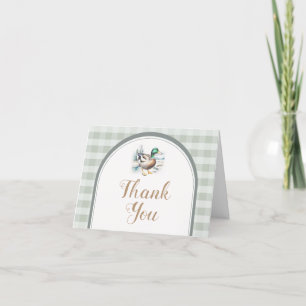 Söta lilla Duckling Gingham Baby Shower Foldad Tack Kort