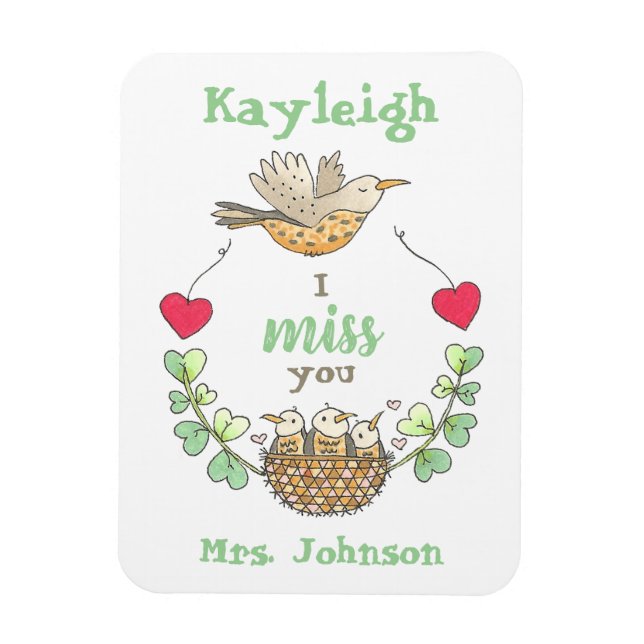 Söta lilla fåglar jag saknar Lärare Magnet (Vertikal)