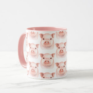 Söta lilla gris unge rosa rosa grisar landsbygd mugg