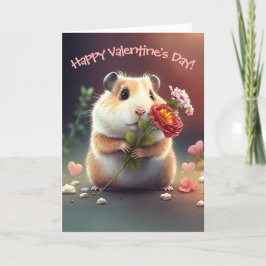 Söta lilla Hamster med blommorna Alla hjärtans dag Helgkort