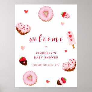 Söta lilla hjärtegrynka Muffins välkommen baby sho Poster