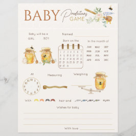 Söta lilla honung Baby Predictions Guessing Game
