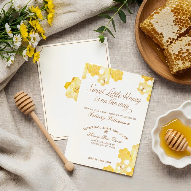 Söta lilla honung på väg | Bibi-barnkalas Inbjudningar (Sweet Little Honey On The Way | Bee Baby Shower Invitation)