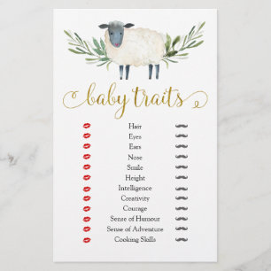 Söta lilla Lamb Greenery Baby Shower Baby Traits