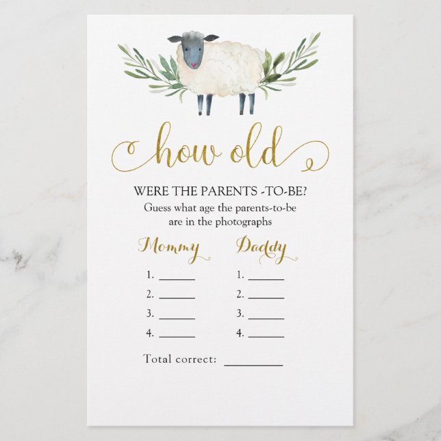 Söta lilla Lamb Greenery hur gamla föräldrar (Framsida)