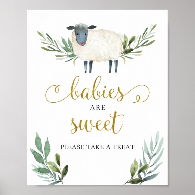 Söta lilla Lamb Greenery Spädbarn är Sweet Poster (Framsidan)