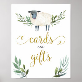 Söta lilla Lamb Grey Cards och presentkort Poster