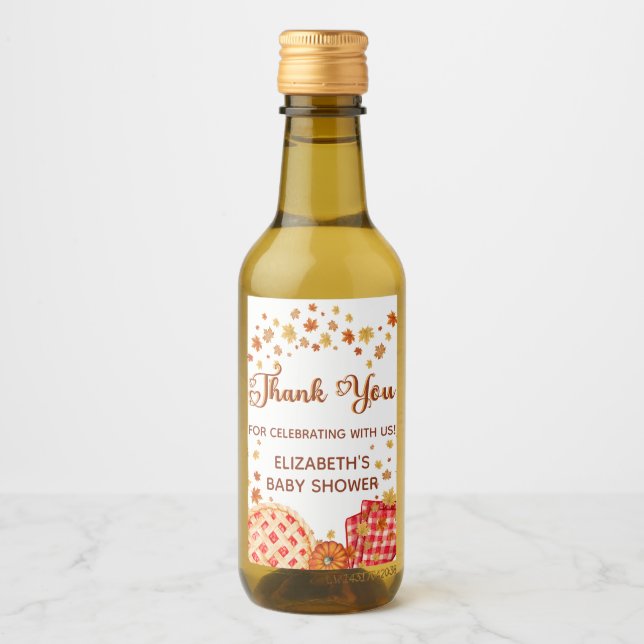 Söta lilla paj Pumpa Höst Bebis Shower Tack Vinetikett (Framsida)