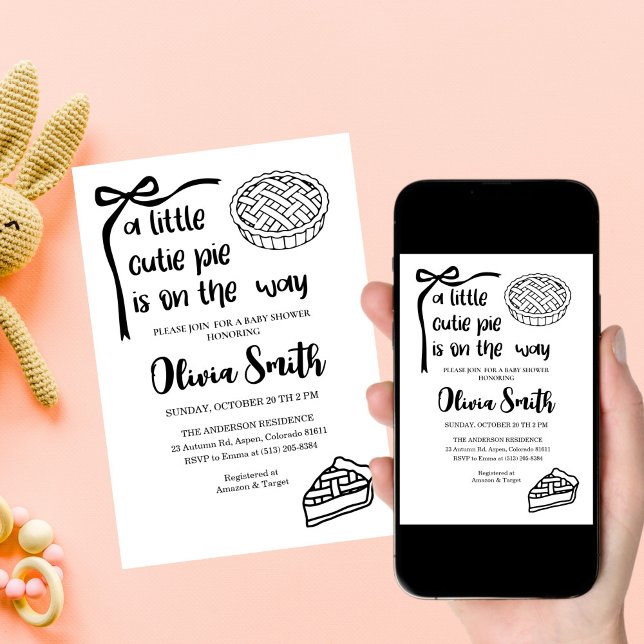 Söta lilla pajen är på väg, Höst Baby Shower Inbjudningar (Skapare uppladdad)