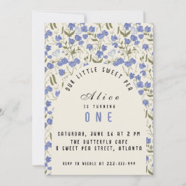 Söta lilla Pea-tjejen första födelsedag Inbjudningar