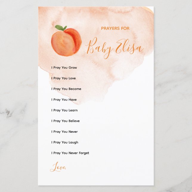 Söta lilla Peach Prayers för Baby Game (Framsida)