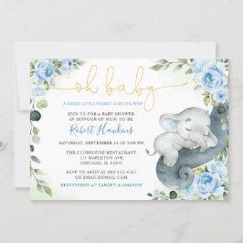 Söta lilla Peanut Boy Elephant Baby Shower Inbjudningar