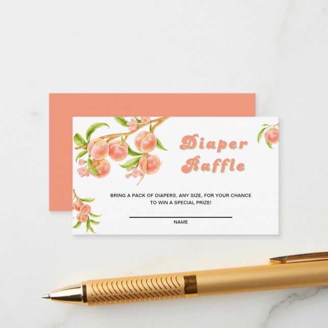 Söta lilla persikobabyskor Diaper Raffle Tilläggskort (Fram/Back In Situ)