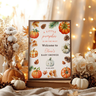 Söta lilla pumpa baby shower-välkomsthälsning poster